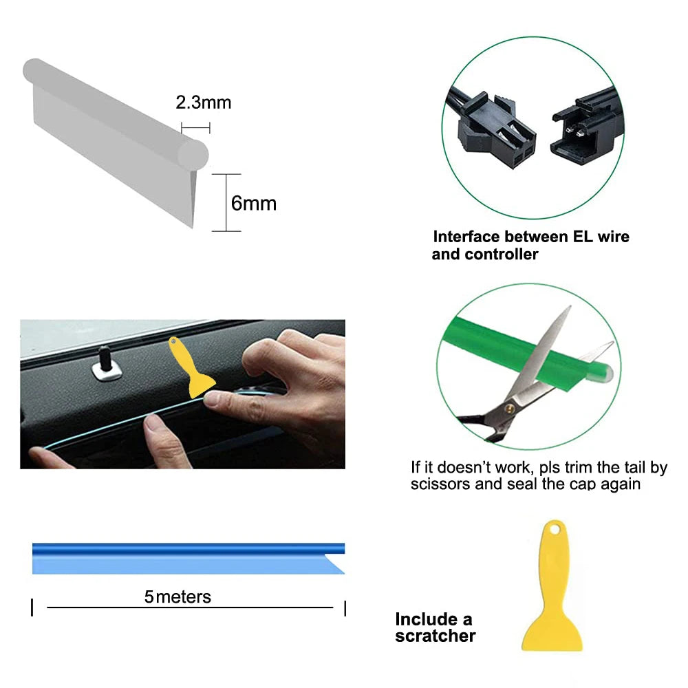 5M Car Interior Led Strip Light Neon