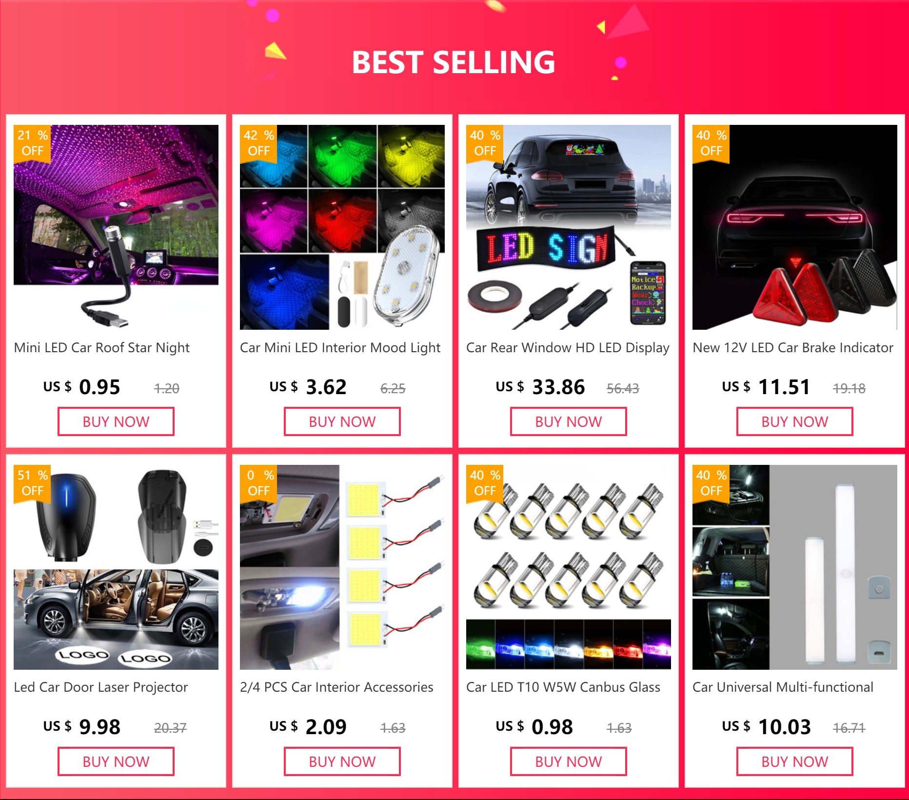 Mini LED Car Roof Star Night Light Projector Atmosphere Galaxy