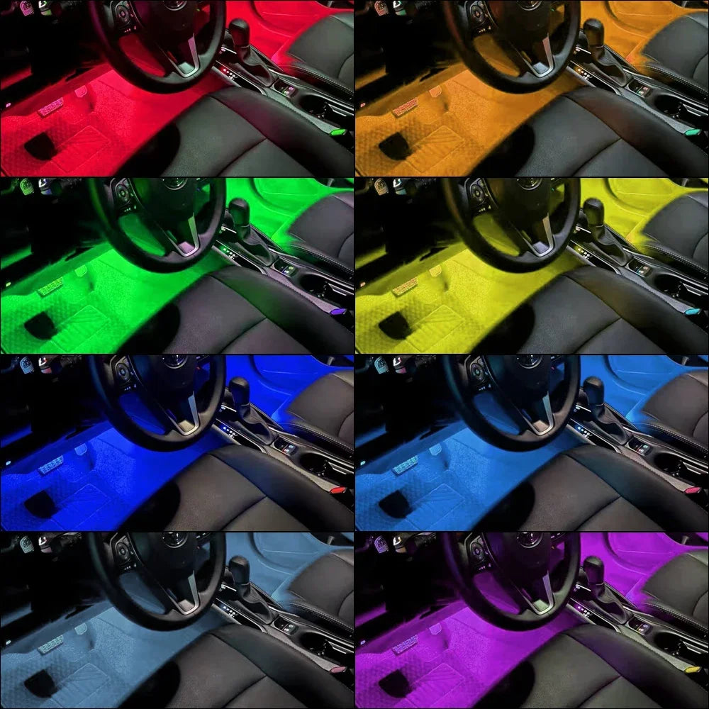 Neon LED Car Interior Ambient Foot Light Wireless Remote Music APP Control