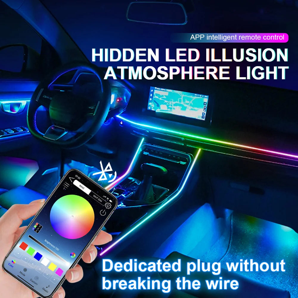 18 in 1 Dual Zone Symphony Streamer Car Ambient Light Interior LED Full Color