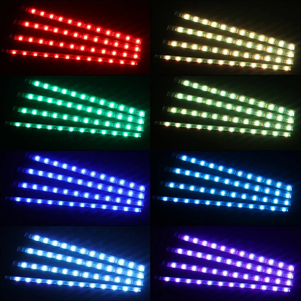 Neon LED Car Interior Ambient Foot Light Wireless Remote Music APP Control