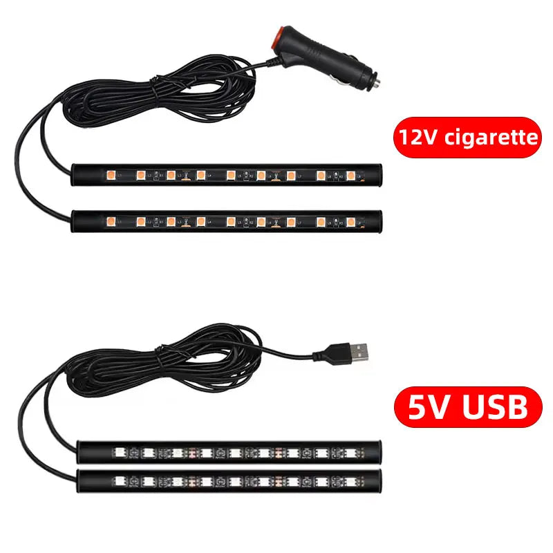 2 in 1 LED Car Neon Light Foot Light LED Interior Decoration