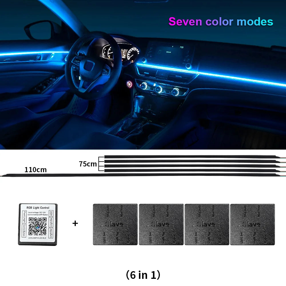 18 in 1 Dual Zone Symphony Streamer Car Ambient Light Interior LED Full Color