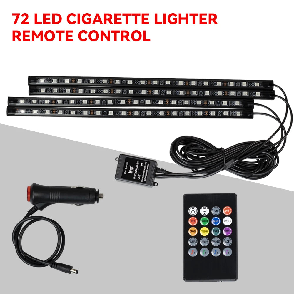 Neon LED Car Interior Ambient Foot Light Wireless Remote Music APP Control