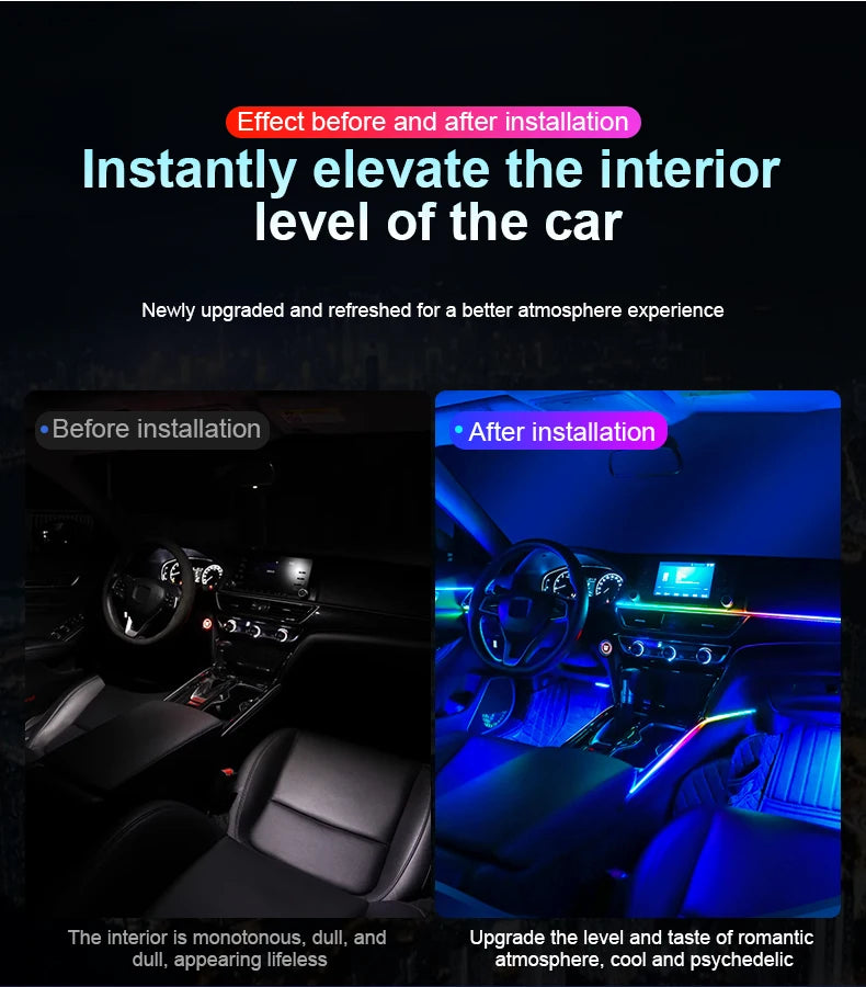 18 in 1 Dual Zone Symphony Streamer Car Ambient Light Interior LED Full Color