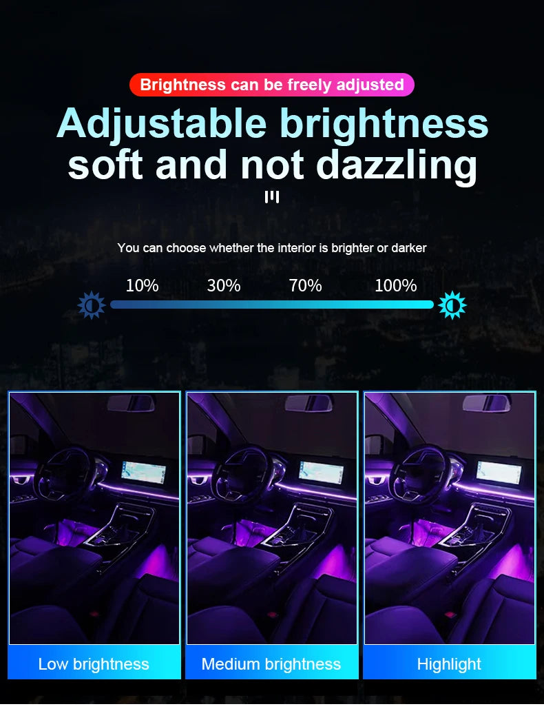 18 in 1 Dual Zone Symphony Streamer Car Ambient Light Interior LED Full Color