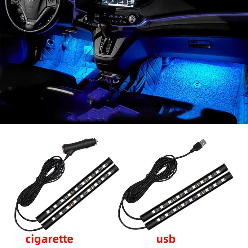2 in 1 LED Car Neon Light Foot Light LED Interior Decoration